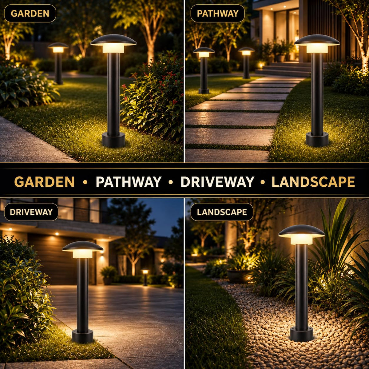 AHUJA INTERNATIONAL 12W Bollard Light 2 Feet Outdoor Garden Pathway Light Warm White Decorative Post Light for Lawn, Walkway, Driveway & Landscape IP65 Weather Resistant (2-Year Warranty)