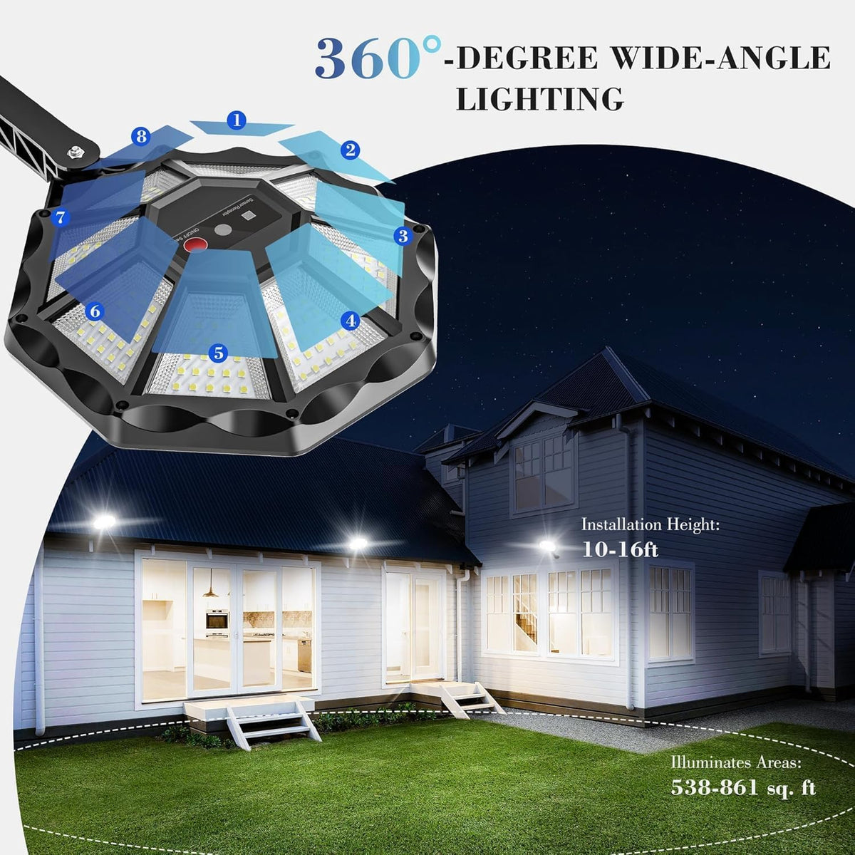 AHUJA INTERNATIONAL Solar Powered Street Light Outdoor | Ultra Bright Security Lamp with Motion Sensor | Auto Dusk to Dawn Waterproof Solar Light for Driveway, Backyard, Garden Pack of 1