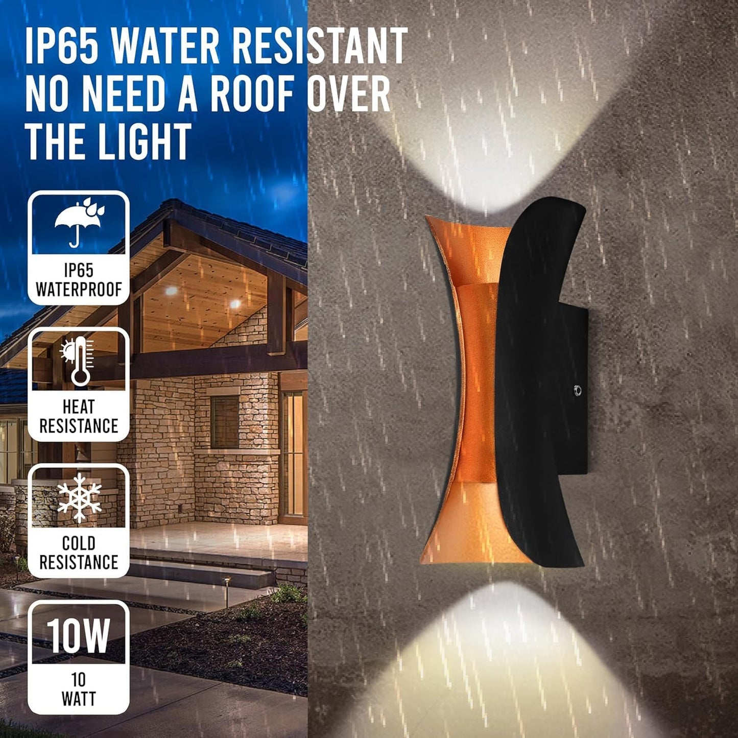 Ahuja Internationa lUp Down Wall Light, 10W IP65 Waterproof Wall Lamp –2 Way Exterior Wall Light for Decoration, Light for Balcony,Outdoor Wall Lights for Elevation ,Warm White