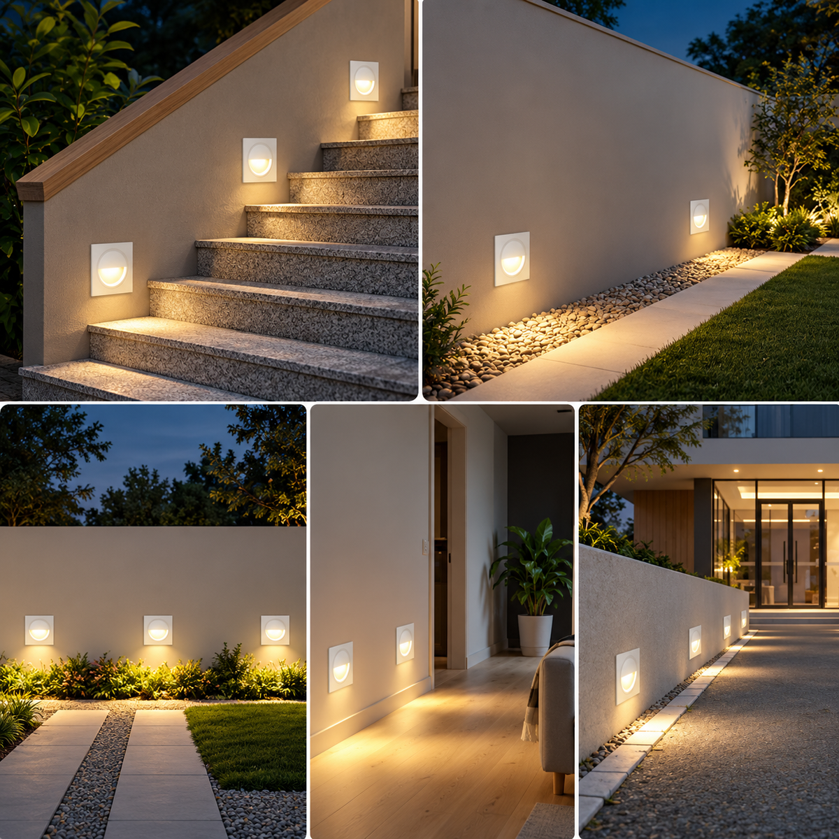 AHUJA INTERNATIONAL Foot Light Wall Light Recessed Wall Light for Indoor Step Lighting Steps with 3W Integrated, Die-cast Aluminum Stair Railing Post Accenting Fixtures 2 Year Warranty