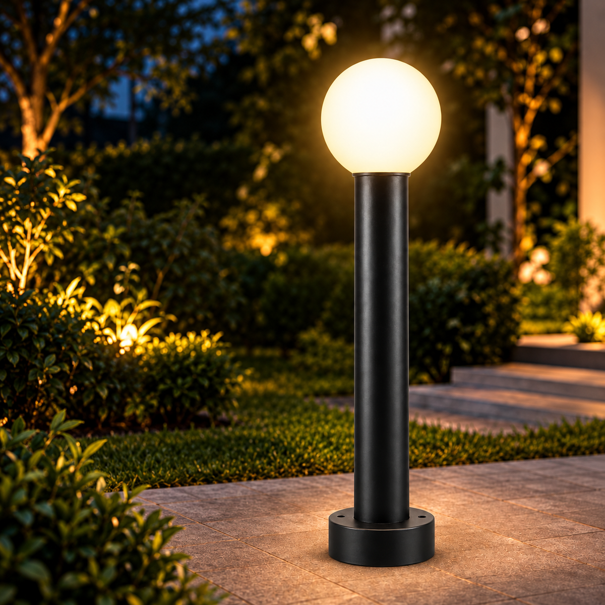 AHUJA INTERNATIONAL 12W Bollard Light 2 Feet Outdoor Garden Pathway Light Warm White Decorative Post Light for Lawn, Walkway, Driveway & Landscape IP65 Weather Resistant (2-Year Warranty)