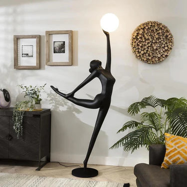 Ahuja International Fiberglass Resin Human Shaped Floor Lamp, Ballerina Floor Lamp, Art Sculpture Lamp for Home Interiors, Room ,Dining, Indoor Lighting