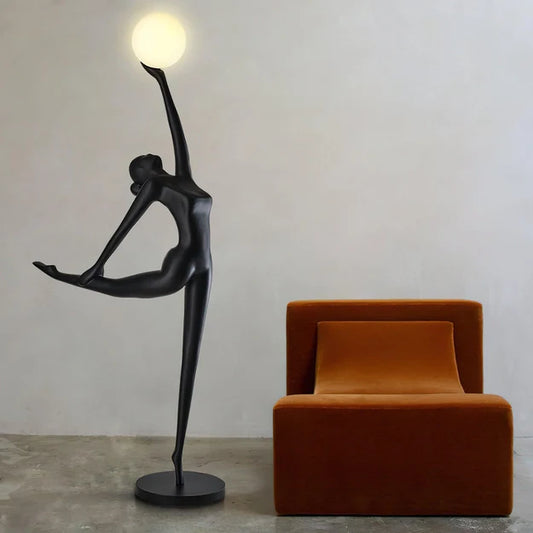 Ahuja International Fiberglass Resin Human Shaped Floor Lamp, Ballerina Floor Lamp, Art Sculpture Lamp for Home Interiors, Room ,Dining, Indoor Lighting