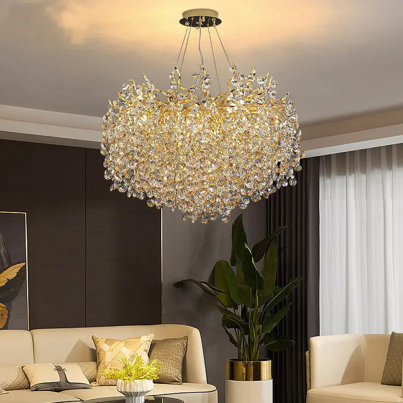 Ahuja International Antique Modern Chandeliers Pendant Lights Crystal Chandelier Romantic Golden Living Room Dining Room Decoration Lamp Custom Hotel Project Lighting