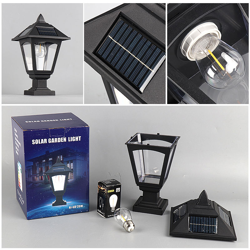 Ahuja Internatinal Solar Garden Gate Light, Post Light, Motion Sensor Outdoor Post Lights Waterproof Post Solar Lantern with Pier Mount Base, Black Lamp Post Light for Patio, Garden