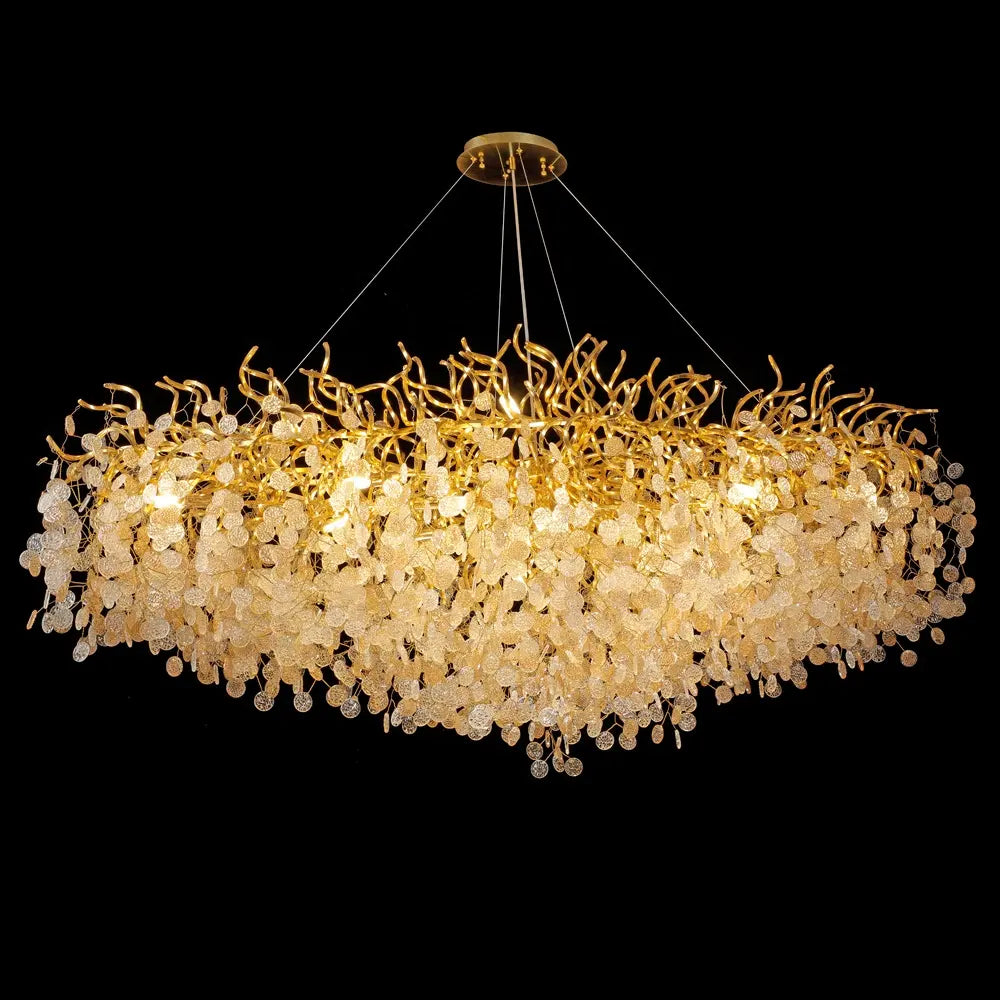 Ahuja International Modern Chandeliers Crystals Gold Ceiling Light for Bedroom Living Room Office Hallway Hotel Home Pendant lighting