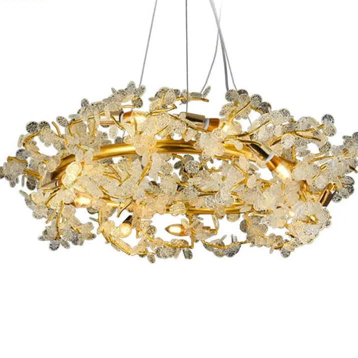 Ahuja International Style Modern Circle Branch Crystal Chandelier Living Room Lamp Restaurant Led Lighting Luxury Decorative Chandelier (800mm