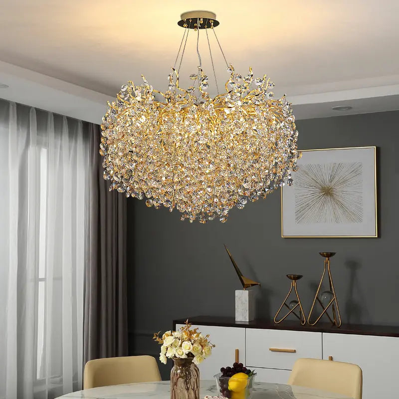 Ahuja International Antique Modern Chandeliers Pendant Lights Crystal Chandelier Romantic Golden Living Room Dining Room Decoration Lamp Custom Hotel Project Lighting