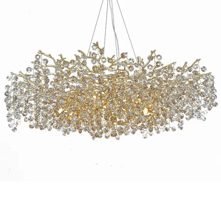 Ahuja International Style Modern Crystal Linear Gold Crystal Branch Chandelier, Luxury Chandelier Living Room Pendant Decorative Lights(1200MM)