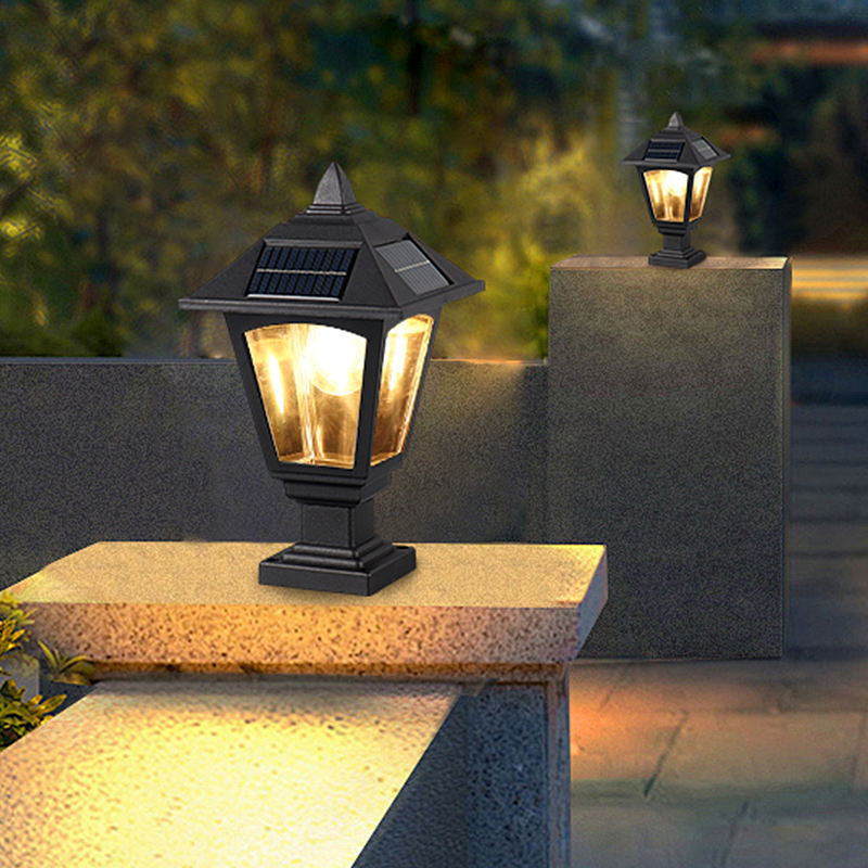 Ahuja Internatinal Solar Garden Gate Light, Post Light, Motion Sensor Outdoor Post Lights Waterproof Post Solar Lantern with Pier Mount Base, Black Lamp Post Light for Patio, Garden