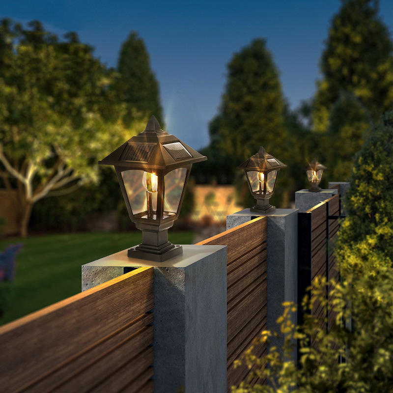 Ahuja Internatinal Solar Garden Gate Light, Post Light, Motion Sensor Outdoor Post Lights Waterproof Post Solar Lantern with Pier Mount Base, Black Lamp Post Light for Patio, Garden