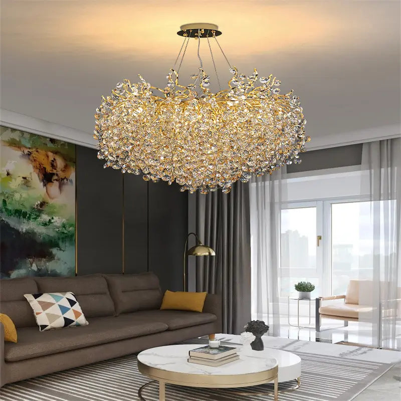 Ahuja International Antique Modern Chandeliers Pendant Lights Crystal Chandelier Romantic Golden Living Room Dining Room Decoration Lamp Custom Hotel Project Lighting