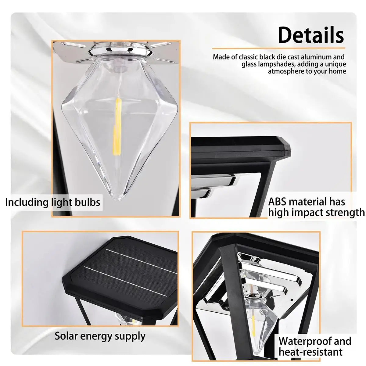 Ahuja Internatinal Solar Garden Gate Light, Post Light, Motion Sensor Outdoor Post Lights Waterproof Post Solar Lantern with Pier Mount Base, Black Lamp Post Light for Patio, Garden