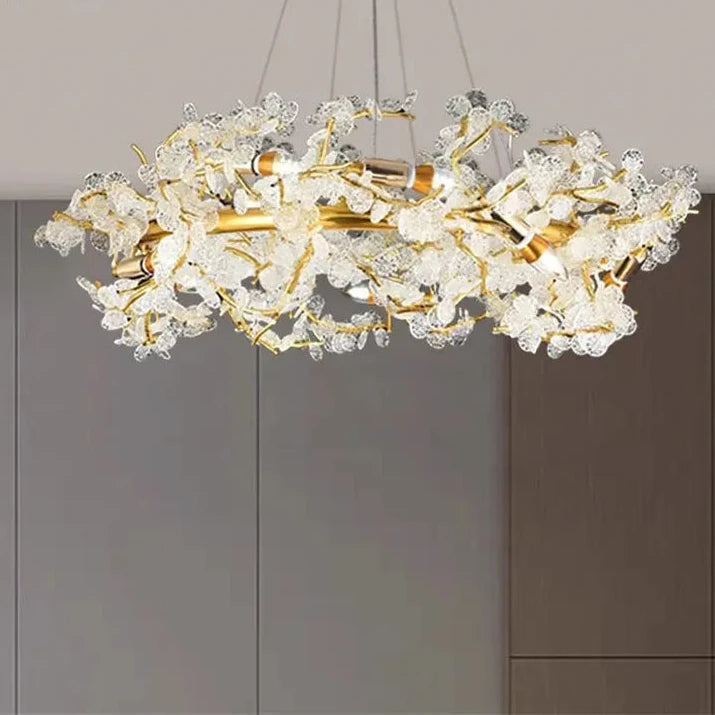 Ahuja International Style Modern Circle Branch Crystal Chandelier Living Room Lamp Restaurant Led Lighting Luxury Decorative Chandelier (800mm