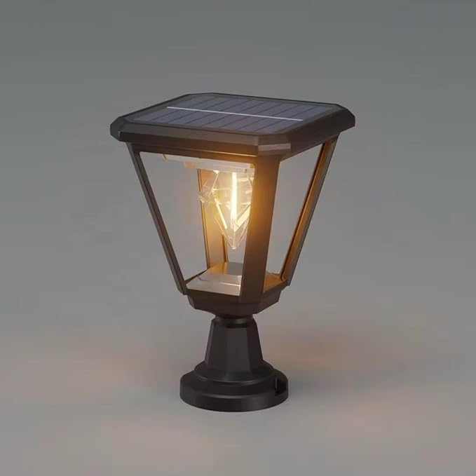 Ahuja Internatinal Solar Garden Gate Light, Post Light, Motion Sensor Outdoor Post Lights Waterproof Post Solar Lantern with Pier Mount Base, Black Lamp Post Light for Patio, Garden