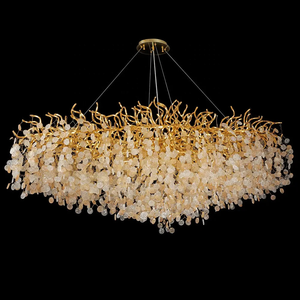 Ahuja International Modern Chandeliers Crystals Gold Ceiling Light for Bedroom Living Room Office Hallway Hotel Home Pendant lighting