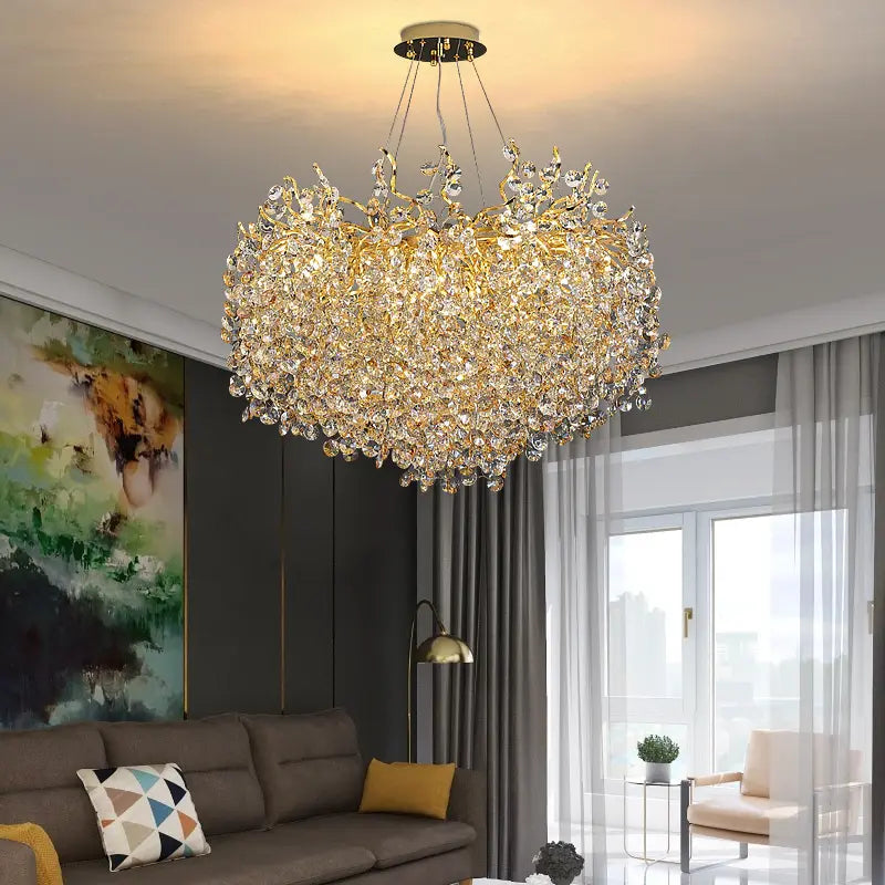 Ahuja International Antique Modern Chandeliers Pendant Lights Crystal Chandelier Romantic Golden Living Room Dining Room Decoration Lamp Custom Hotel Project Lighting