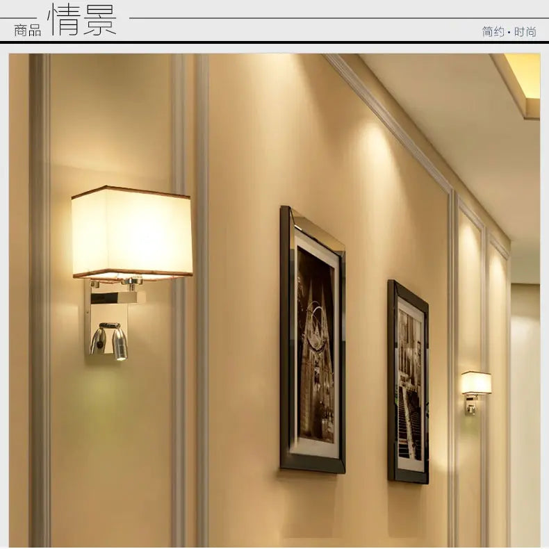 AHUJA INTERNATIONAL Hotel or Home bedroom bedside wall lamps with brass metal base.