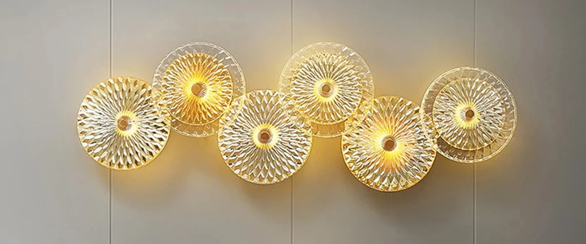 Ahuja International 6 Light Modern Gold Glass LED Wall Art Lamp - Warm White