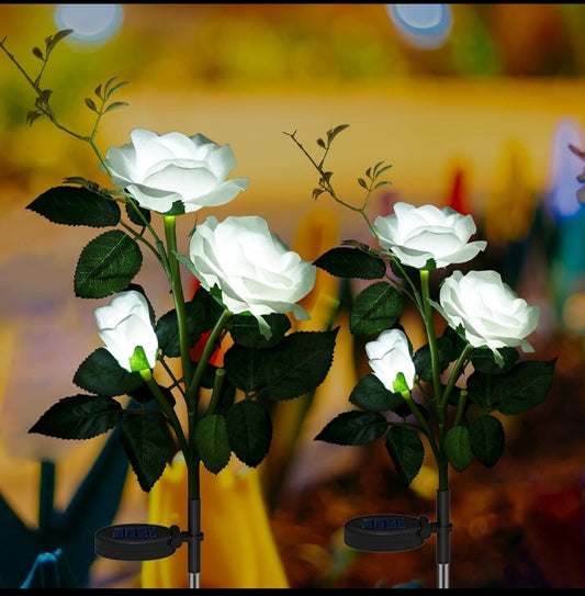 Ahuja International Rose flowers, Waterproof Decorative with Stake for Outdoor Yard Pathway Outside Patio Lawn