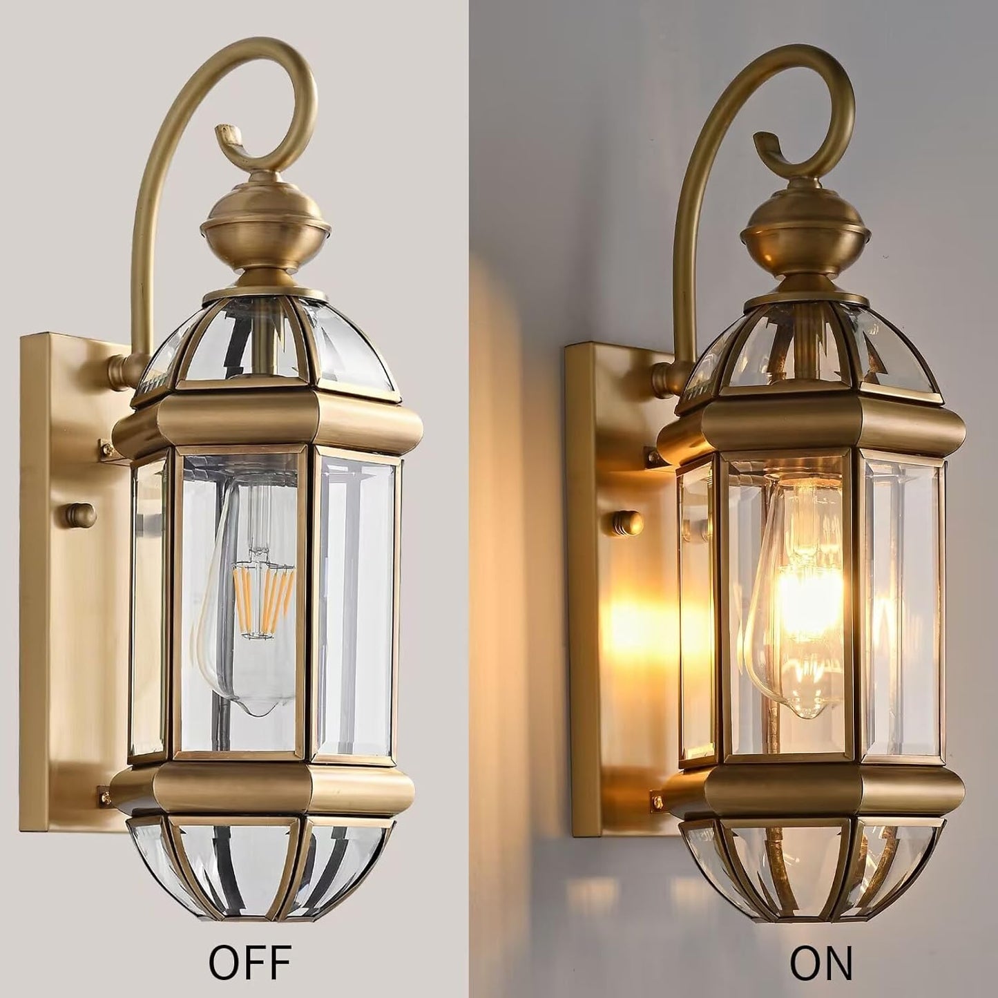 Ahuja International Waterproof Wall Light – Brass Exterior Light with Clear Glass for Outdoor Areas: Porch, Entry, Patio, Restaurant and Balcony