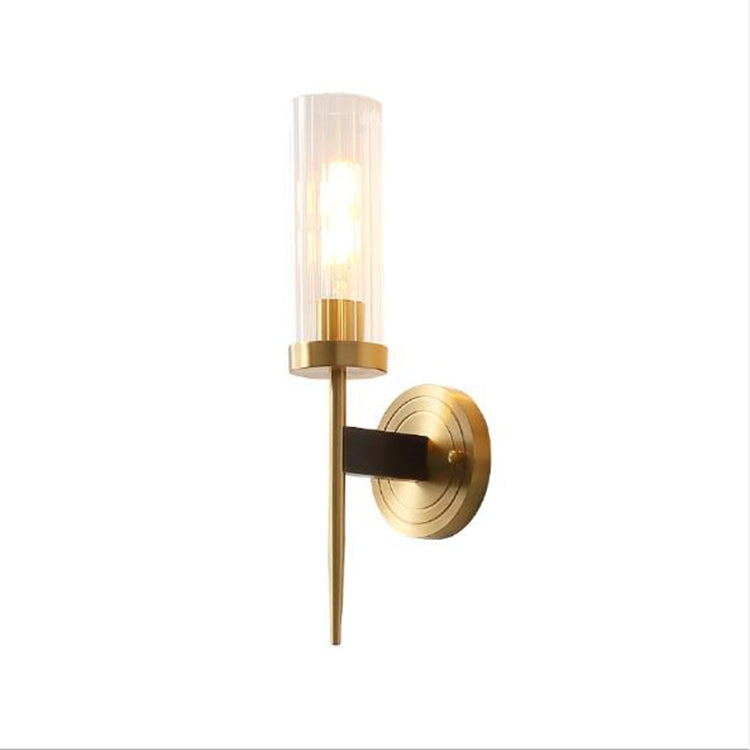 Ahuja International Mashal Light Wall Lamp Modern Gold 2 Light Wall Sconce with Clear Cylindrical Glass Shade Wall Lamp Vintage Brushed Brass Wall Light  lamp