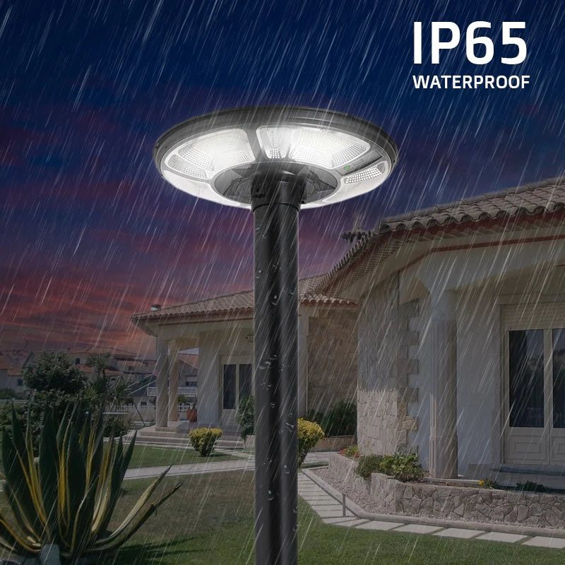 Ahuja International 300W Solar UFO Light for Home Garden LED Waterproof Outdoor Lamp (Cool White+RGB)(Pole not included)