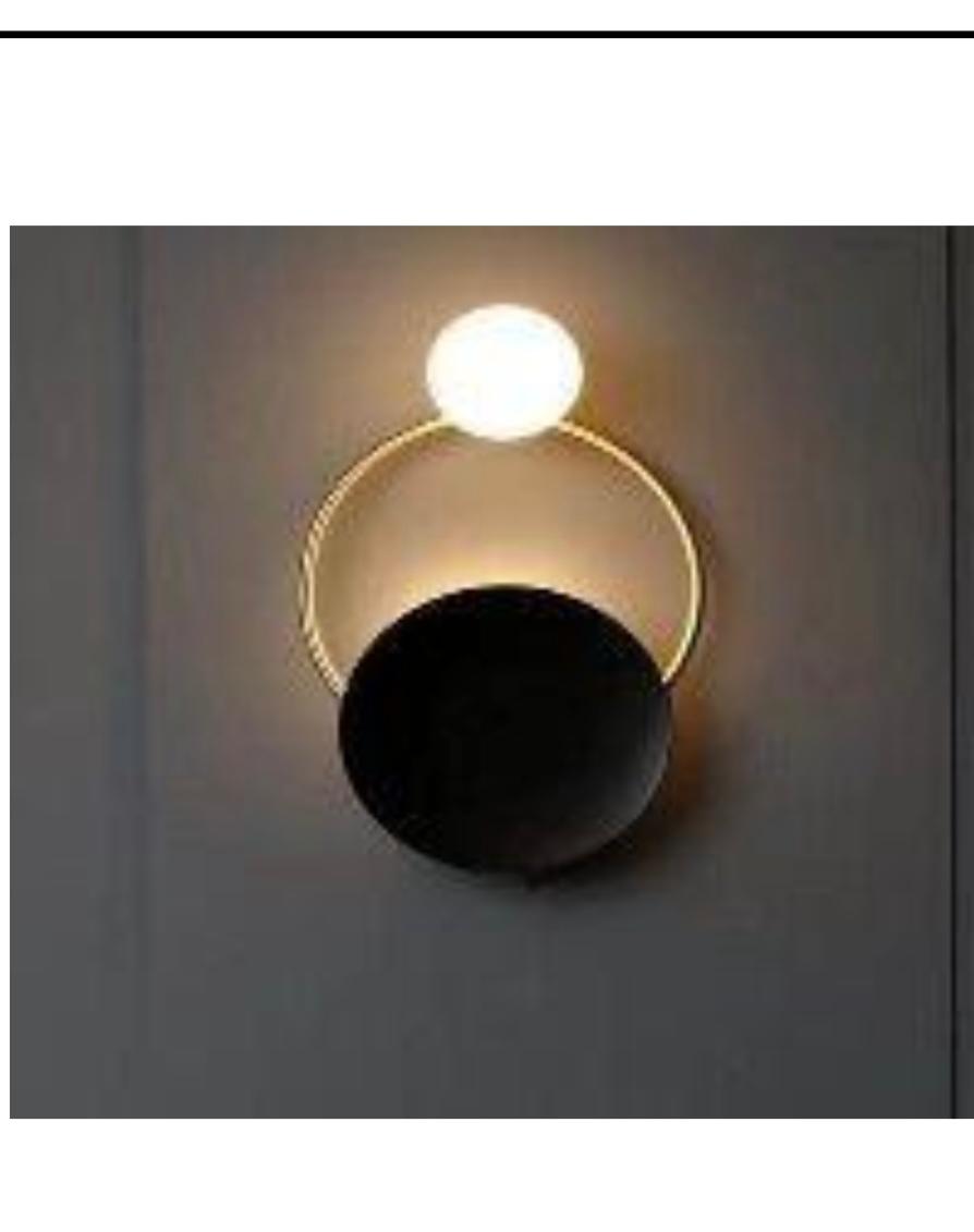 AHUJA INTERNATIONAL G9 Postmodern Black Metal Wall Sconce,Creative Solar Eclipse Wall Lamp,Bedroom Living Room Decor 2-Lights Wall Lights-Black+Golden 24x36cm(9.5x14.2inch) I