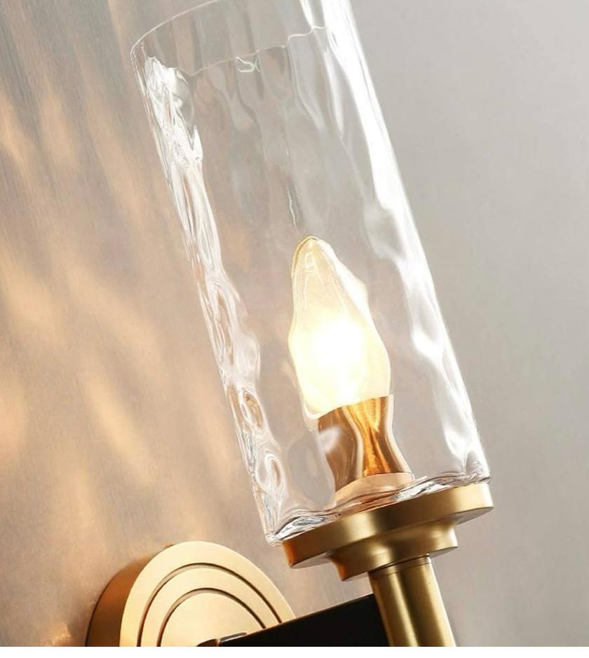 AHUJA INTERNTIONAL Creative Living Room TV Candlestick Wall Lamp Corridor Bedroom Bedside Pure Copper Lighting Fixture LED Wall Light