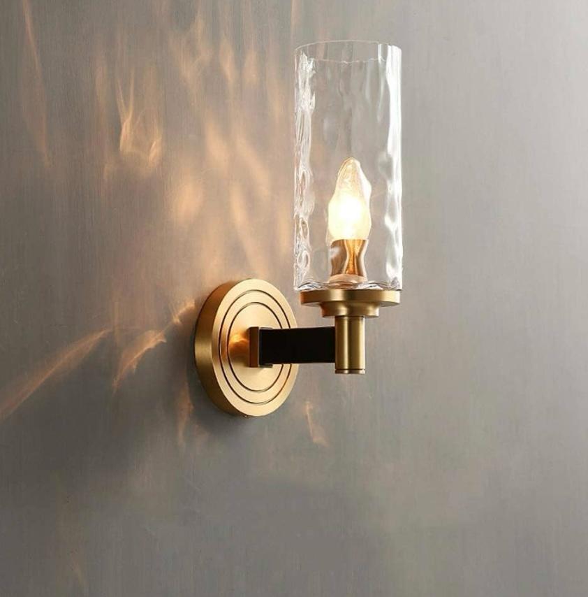 AHUJA INTERNTIONAL Creative Living Room TV Candlestick Wall Lamp Corridor Bedroom Bedside Pure Copper Lighting Fixture LED Wall Light