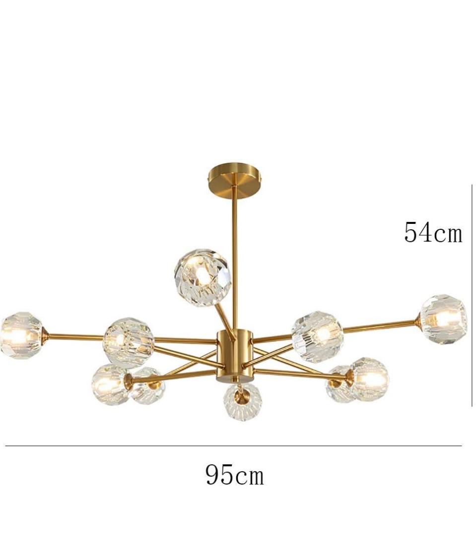 AHUJA INTERNATIONAL Pendant Lights Brass Chandelier Branch Crystal Pendant Light for Living Room Bedroom Decor, Adjustable Semi-Flush Mount Ceiling Light/Lamp Copper Lights