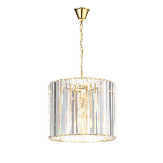 Ahuja International Hanging Light Metal Pendant Lighting with Crystal Lampshade, Adjustable Height Chandelier, E27 Suspension Lighting Fittings for Kitchen Island Dining Room