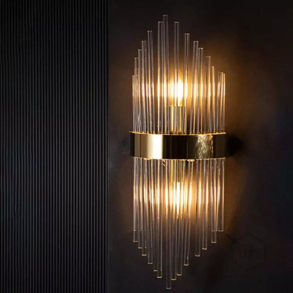 Ahuja International Crystal Modern Gold Metal Wall Light with Steel Brackets