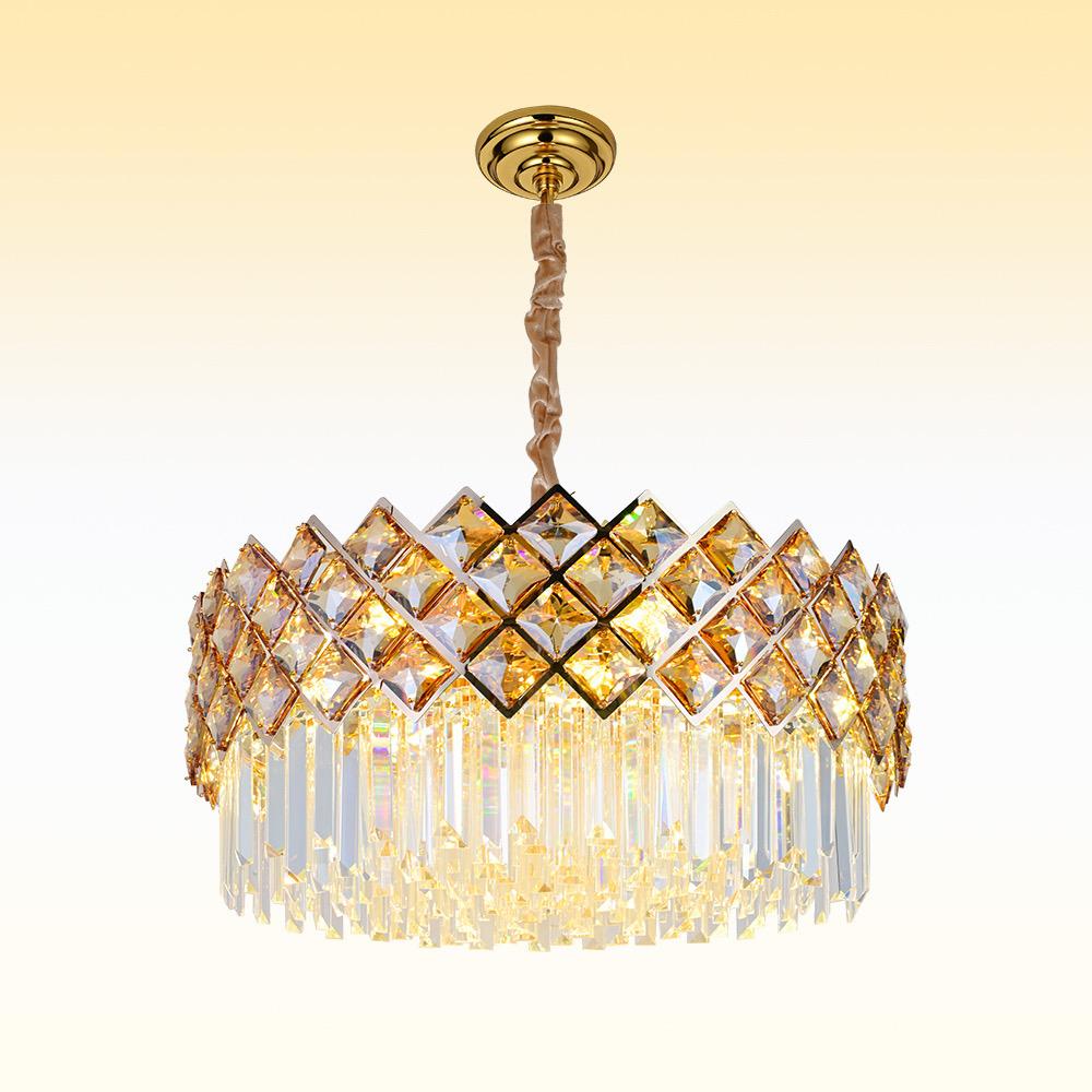 Ahuja International Luxury Modern Golden Decoration LED Pendant Light Ceiling Crystal Chandeliers Light