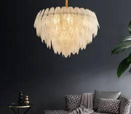 Ahuja International Feather Light Ceiling Lamp Pendant Light Shade European Style Chandelier Droplight with  Feather Single Light Metal Pendant Lighting for Hotel , Lobby Amazing Light