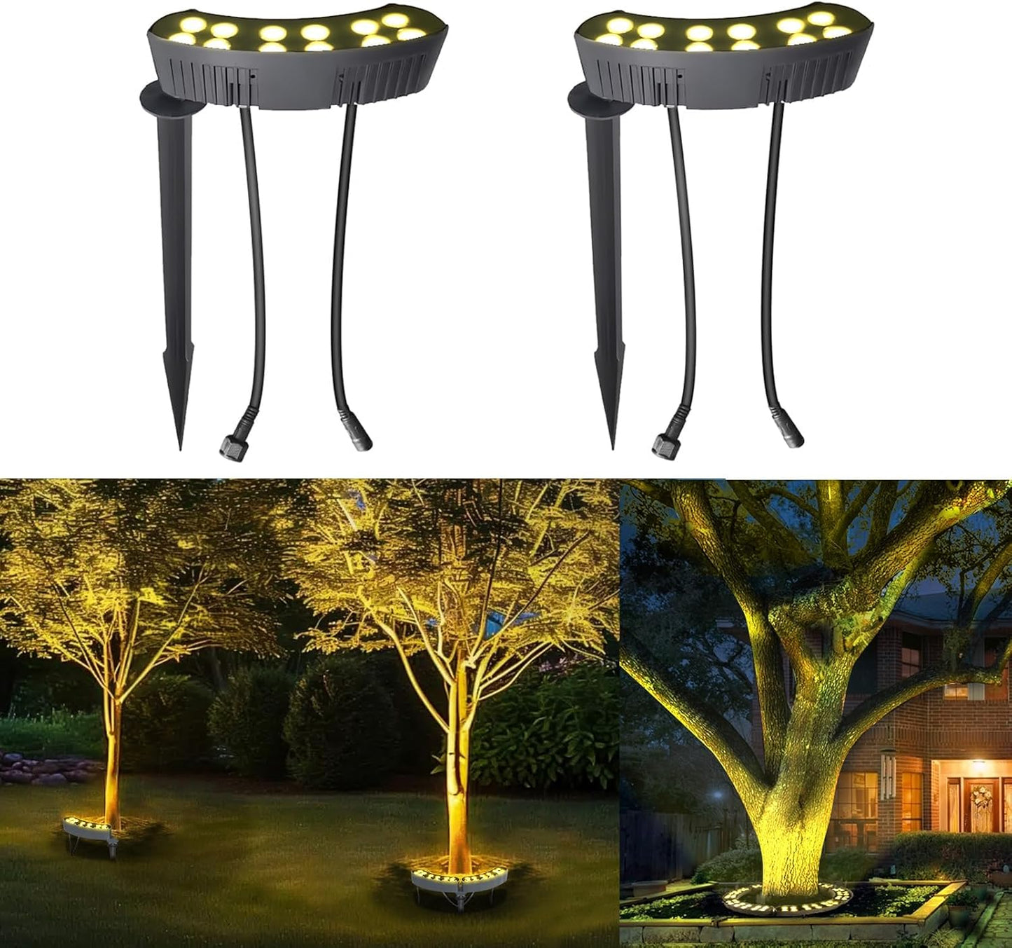 Ahuja International Led Tree Hugging Light Outdoor IP65 Waterproof Spotlight Garden Scene Palm Tree 12w Color Circular Tree Illumination Light, Warm White, Customizable (Pack of 7)