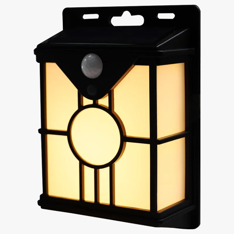 AHUJA INTERNATIONAL Solar Wall Lights Outdoor, Wireless Dusk to Dawn Porch, Lantern with 3 Modes & Motion Sensor, Waterproof Exterior Lighting with Clear Panel for Entryway Outdoor Warm White Pack of 1