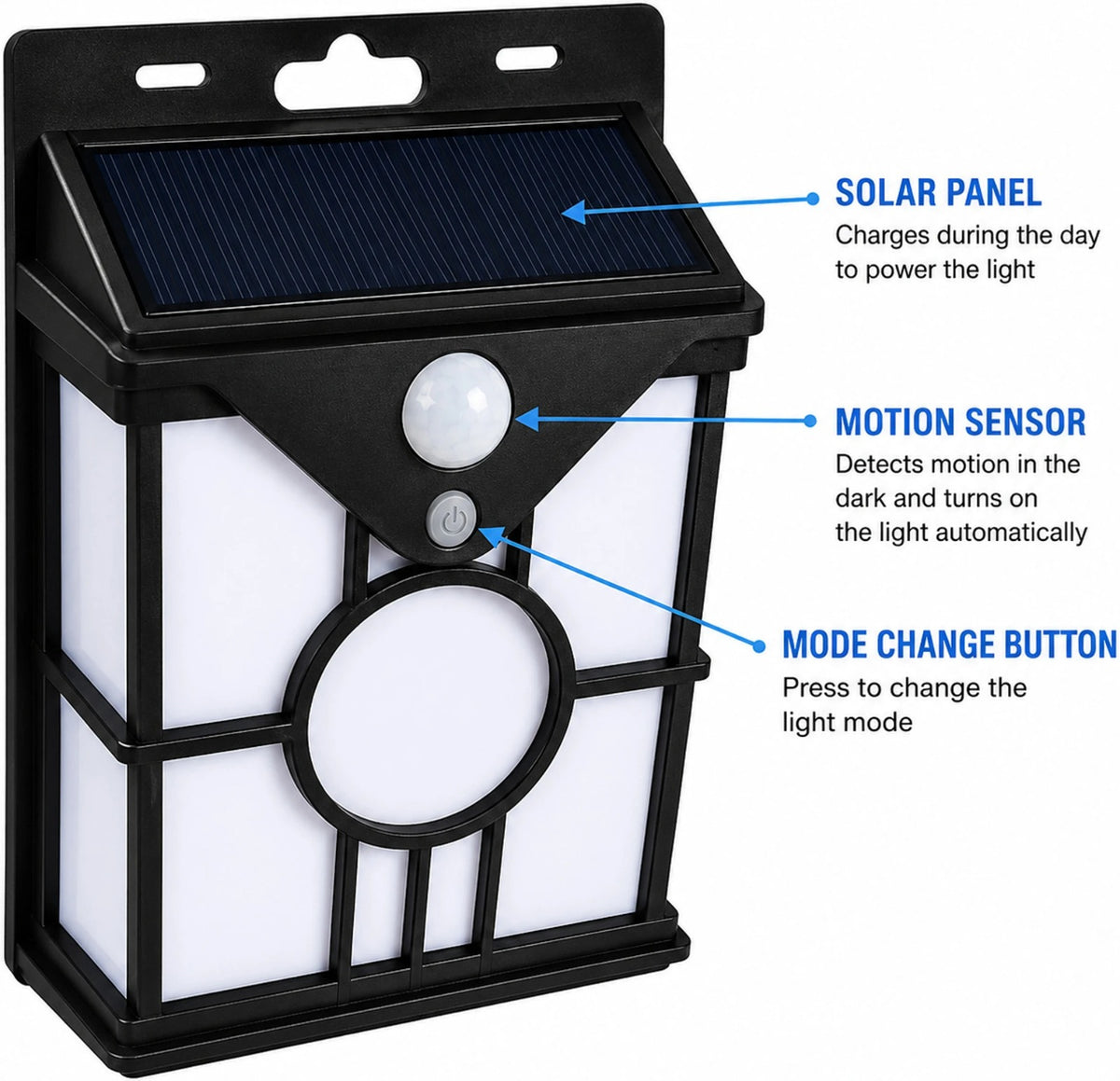 AHUJA INTERNATIONAL Solar Wall Lights Outdoor, Wireless Dusk to Dawn Porch, Lantern with 3 Modes & Motion Sensor, Waterproof Exterior Lighting with Clear Panel for Entryway Outdoor Warm White Pack of 1