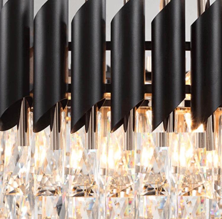 Ahuja International Tube Stainless Steel K9 Crystal Chandeliers Pendant Hanging Ceiling Lights (Warm White, 1200x350 mm, Gold Black)