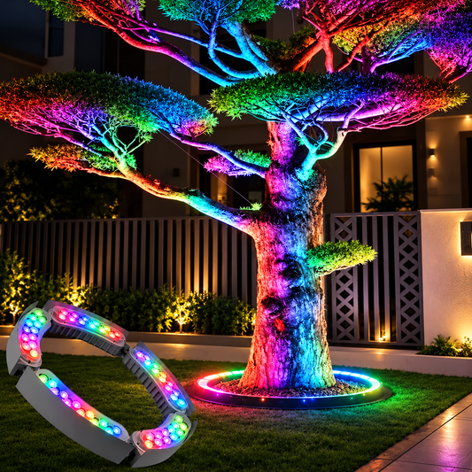 AHUJA INTERNATIONAL Tree Hugging Light 18W Multicolor RGB Outdoor IP65 Waterproof Spotlight Garden Scene Palm Tree Color Circular Tree Illumination Light, Customizable 2-Year Warranty