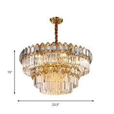 Ahuja International New Design Modern Clear Crystal Pendant Light Golden Chandelier for Banquet Hall Living Room Villa Dining Room