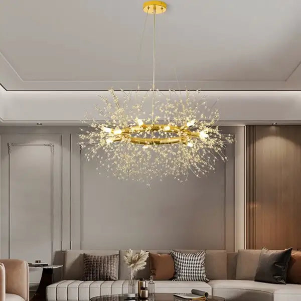 Ahuja International Modern Chandelier Fireworks, Light Gold Chandelier Lighting Ceiling Bracket for Dining Room, Kitchen, Living Room, Bedroom International-8 LED