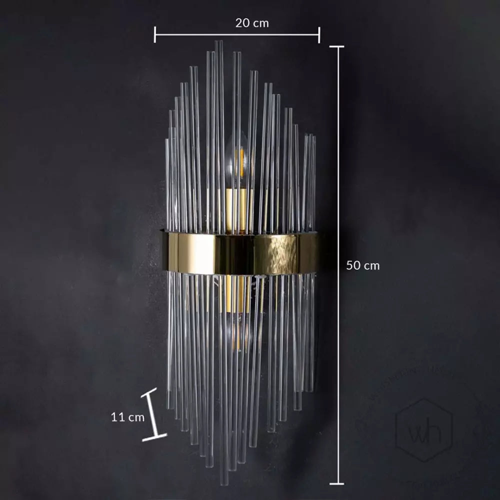 Ahuja International Crystal Modern Gold Metal Wall Light with Steel Brackets