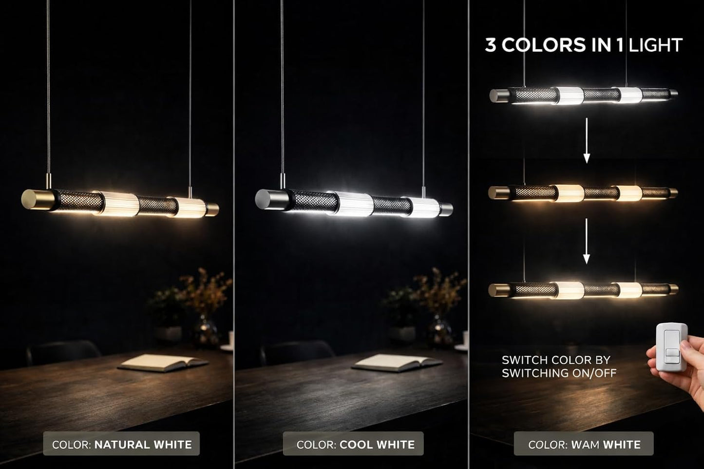 AHUJA INTERNATIONAL Luxury Modern Linear Chandelier Ceiling Hanging Pendant Light Fixtures for Kitchen Dining Room,Bar,Entryway, Living Room Table Decoration Chandelier Pendant Light