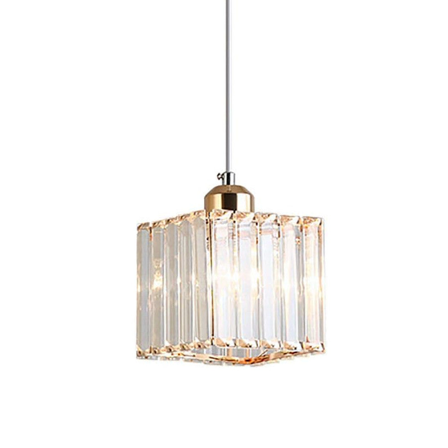 Ahuja International Nordic Hanging Light Metal Pendant Lighting with Crystal Lampshade, Adjustable Height Chandelier, E27 Suspension Lighting Fittings for Kitchen Island Dining Room Mini Gold Pendant Light