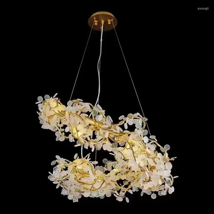 Ahuja International Luxury Chandelier Circle Branch Crystal Chandelier Living Room Lamp Restaurant Led Lighting Luxury Decorative Chandelier (600/800mm)