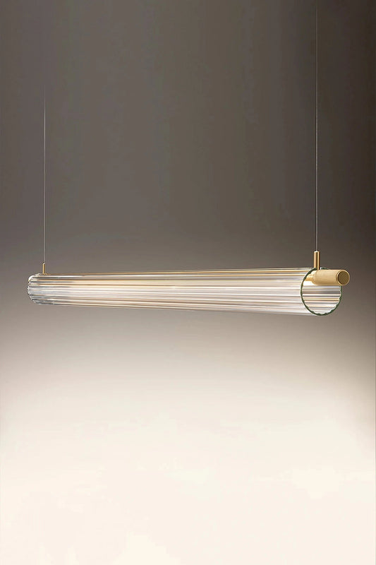 Ahuja International Sleek Acrylic Tube Linear Light LED Hanging Pendant Light- 3 in 1 Colors (Warm White, Cool White, Natural White)- Gold, 1200 MM