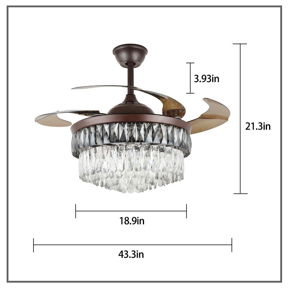 Ahuja international  LED Smoke Crystal Modern Brown Color Silent Fan Chandelier