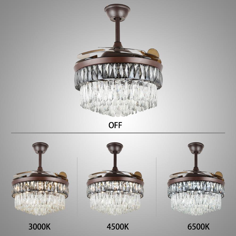 Ahuja international  LED Smoke Crystal Modern Brown Color Silent Fan Chandelier