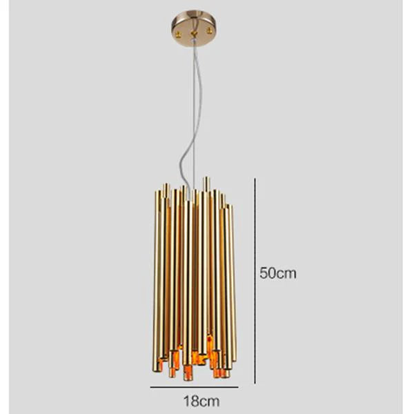 Ahuja International Brubeck Pendant Gold Hanging light Stainless Steel Pipe Mini Pendant Lighting for Kitchen Island